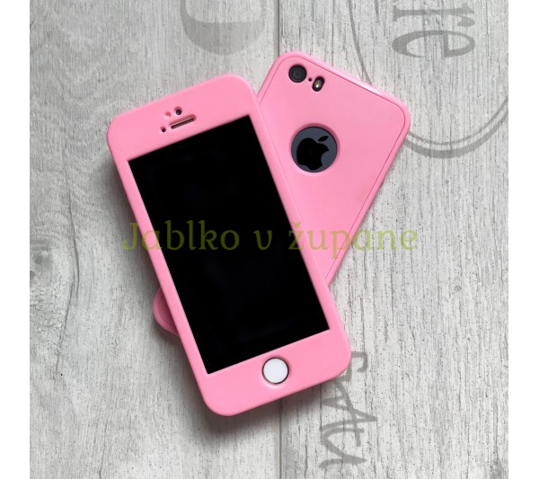 360° kryt silikónový iPhone 5/5S/SE - ružový